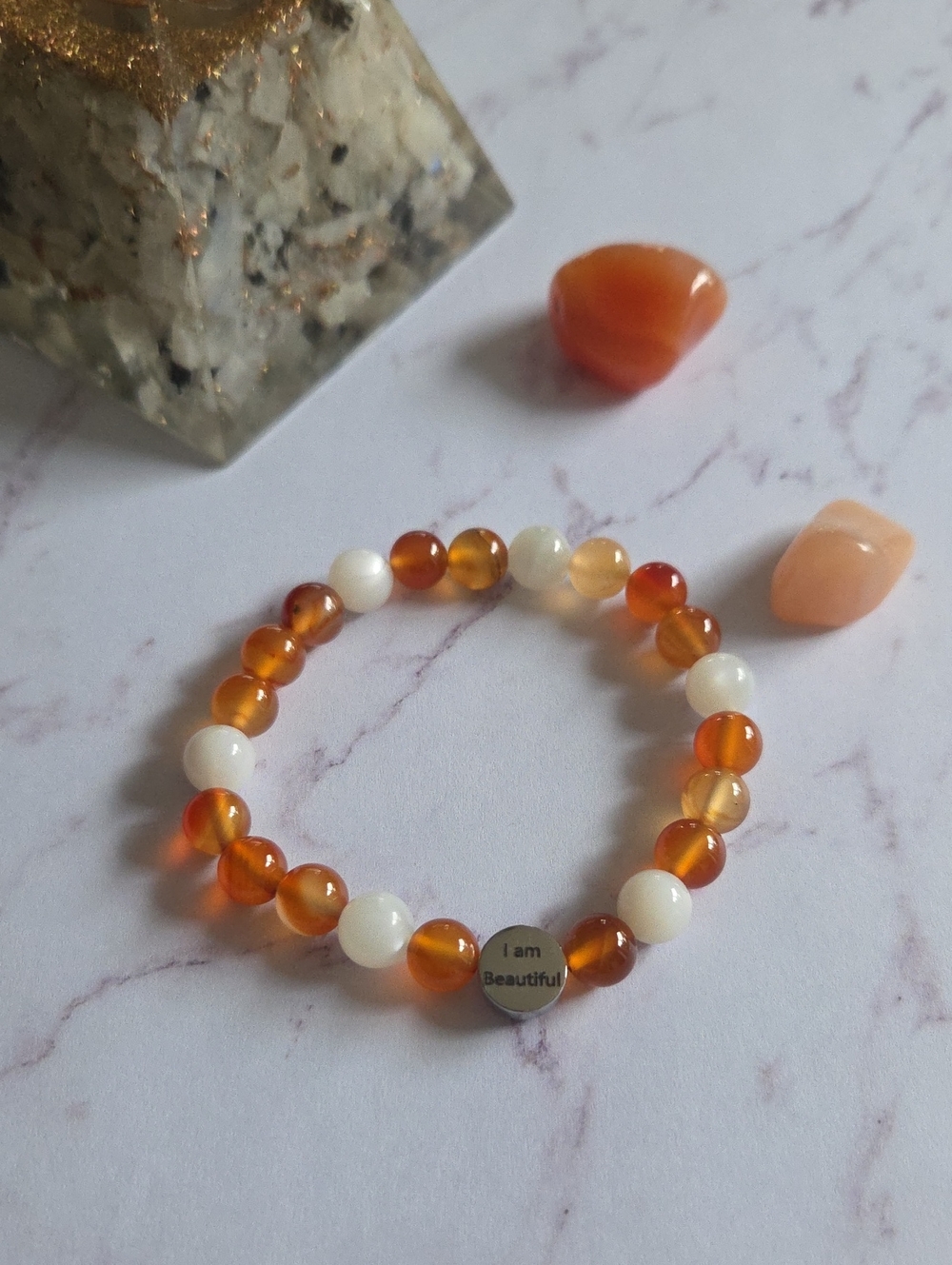 Handmade I Am Beautiful Affirmation Cystal Bracelet